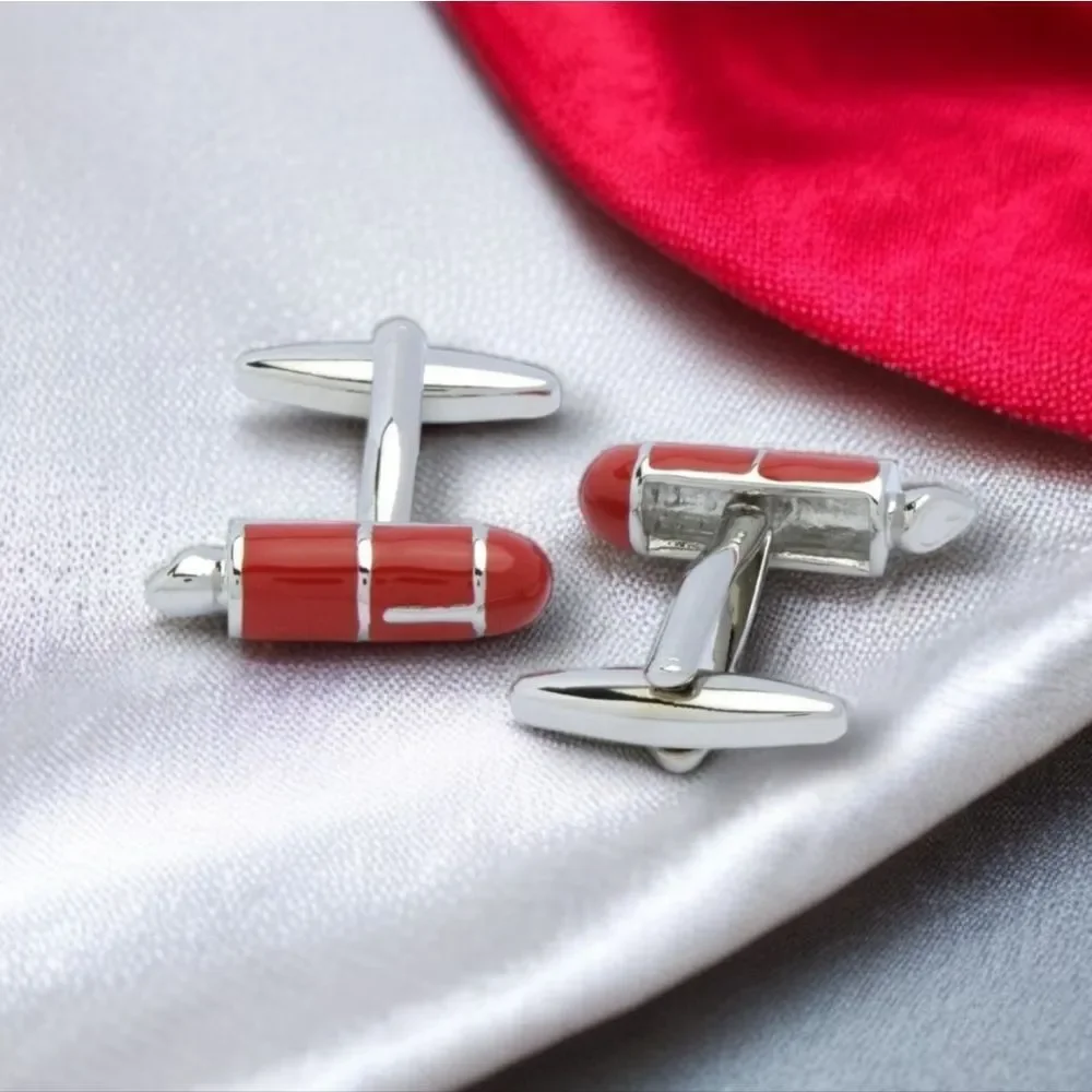 Red Ink Pen 🖊️ Cufflinks Tuxedo Prom Wedding Formal Shaped Cuff Links Writer